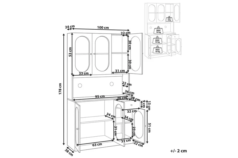 Vitrinikaappi Langford - Säilytys - Kaappi - Vitriini