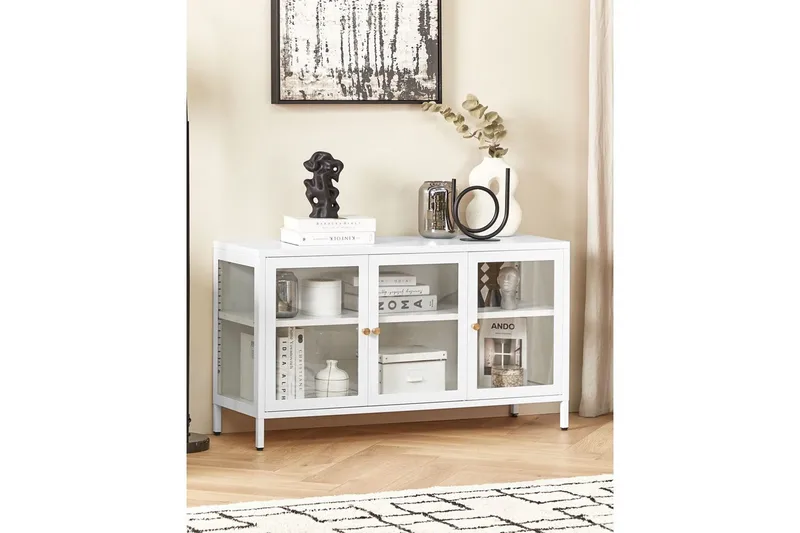 Vitrinikaappi Newport Valkoinen - Valkoinen - Säilytys - Kaappi - Vitriini