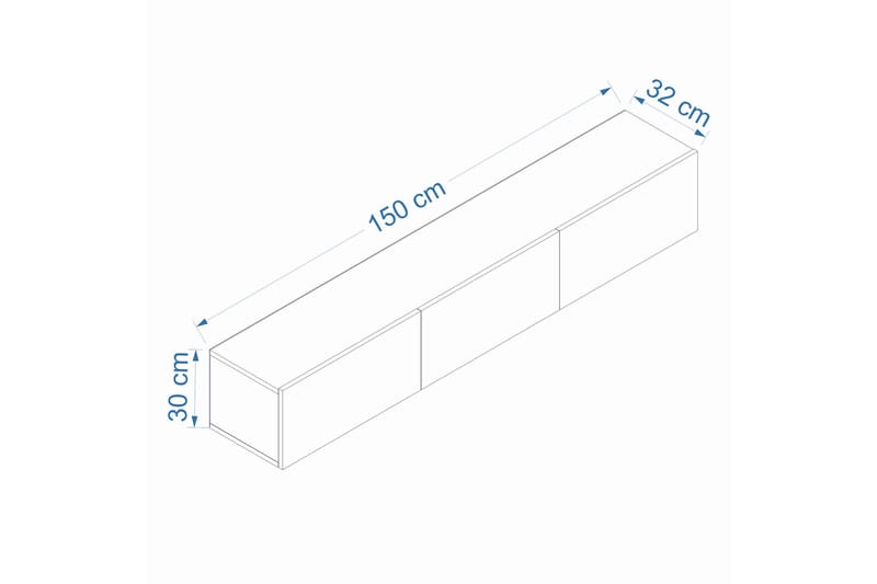 West seinäkiinnitteinen puinen mediataso 150 cm säilytystilalla - Valkoinen - Huonekalut - TV- & Mediakalusteet - Tv taso & Mediataso