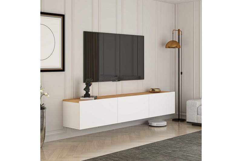 West Tv-taso 150 cm - Valkoinen/Ruskea - Huonekalut - TV- & Mediakalusteet - Tv taso & Mediataso