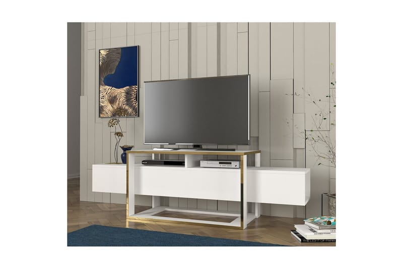 Yrtti-TV-taso 160 cm - Kulta/Valkoinen - Huonekalut - TV- & Mediakalusteet - Tv taso & Mediataso