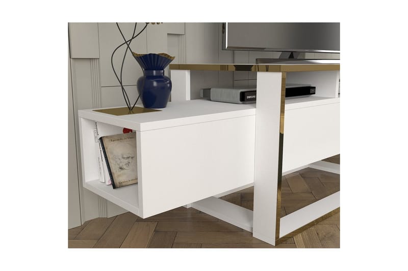 Yrtti-TV-taso 160 cm - Kulta/Valkoinen - Huonekalut - TV- & Mediakalusteet - Tv taso & Mediataso