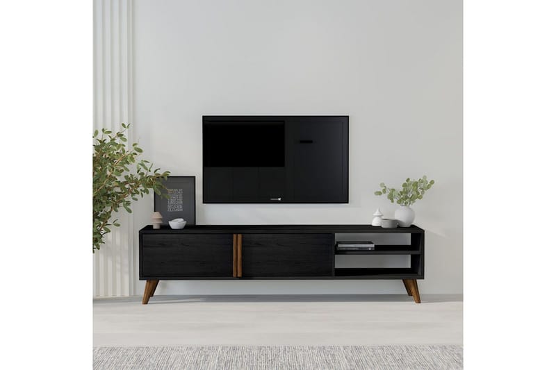 Ythmere TV-taso 160 cm - Musta - Huonekalut - TV- & Mediakalusteet - Tv taso & Mediataso
