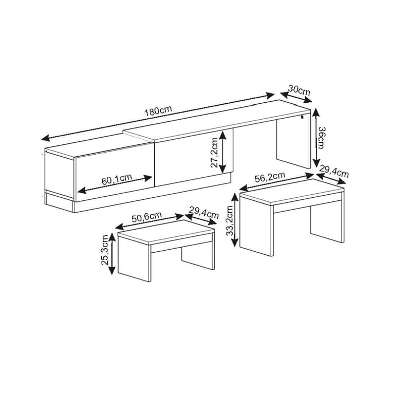 Zalven TV-taso 180x36x30 cm - Antrasiitti/Antiikkipähkinä - Huonekalut - TV- & Mediakalusteet - Tv taso & Mediataso