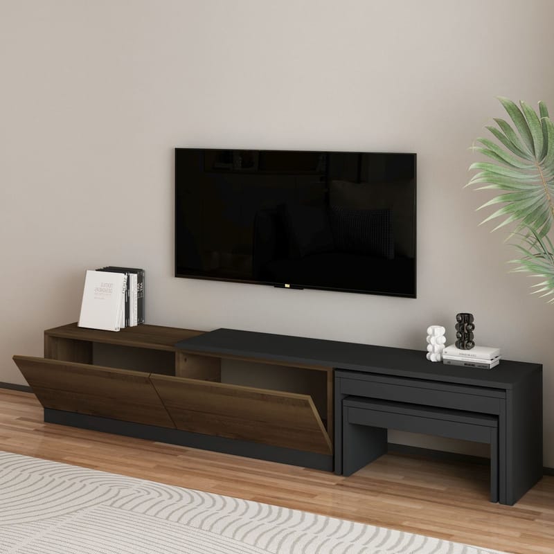 Zalven TV-taso 180x36x30 cm - Antrasiitti/Antiikkipähkinä - Huonekalut - TV- & Mediakalusteet - Tv taso & Mediataso