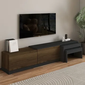Zalven TV-taso 180x36x30 cm - Antrasiitti/Antiikkipähkinä - Huonekalut - TV- & Mediakalusteet - Tv taso & Mediataso