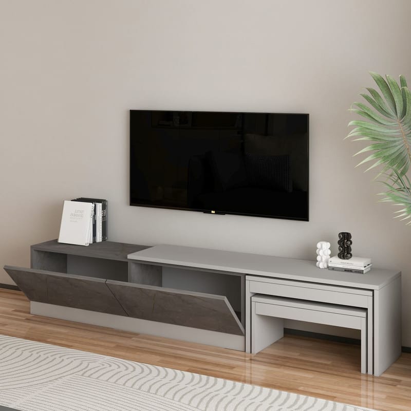 Zalven TV-taso 180x36x30 cm - Gordion-marmori ja harmaa - Huonekalut - TV- & Mediakalusteet - Tv taso & Mediataso