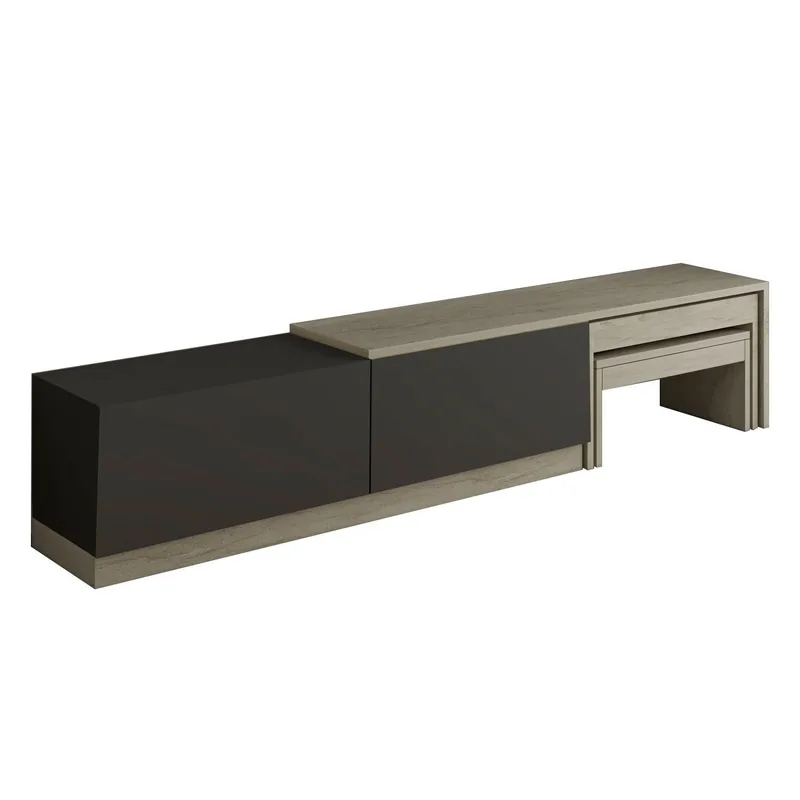 Zalven TV-taso 180x36x30 cm - travertiini ja antrasiitti - Huonekalut - TV- & Mediakalusteet - Tv taso & Mediataso