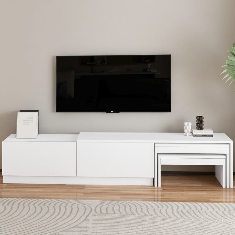 Zalven TV-taso 180x36x30 cm - valkoinen - Huonekalut - TV- & Mediakalusteet - Tv taso & Mediataso
