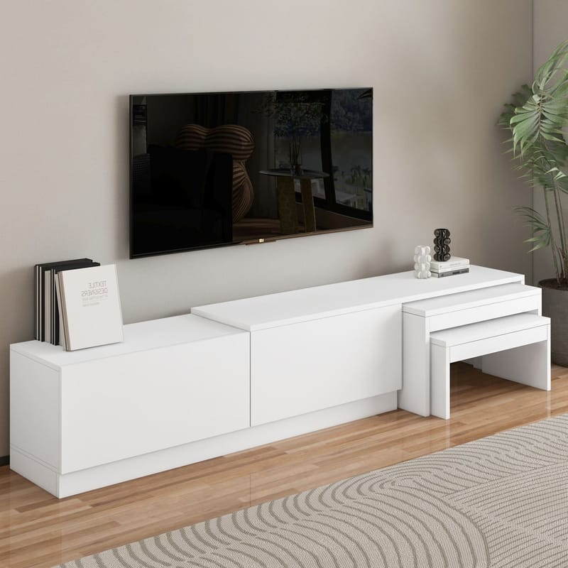 Zalven TV-taso 180x36x30 cm - valkoinen - Huonekalut - TV- & Mediakalusteet - Tv taso & Mediataso