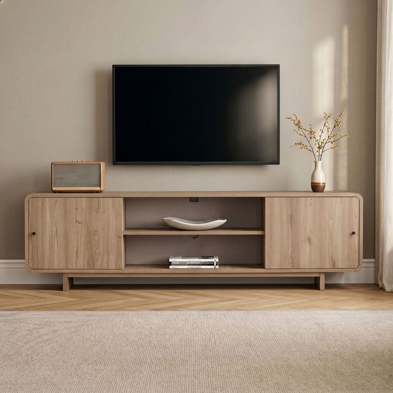 Zavio TV-taso Säilytystilalla 180x52x34 cm - Tammi - Huonekalut - TV- & Mediakalusteet - Tv taso & Mediataso
