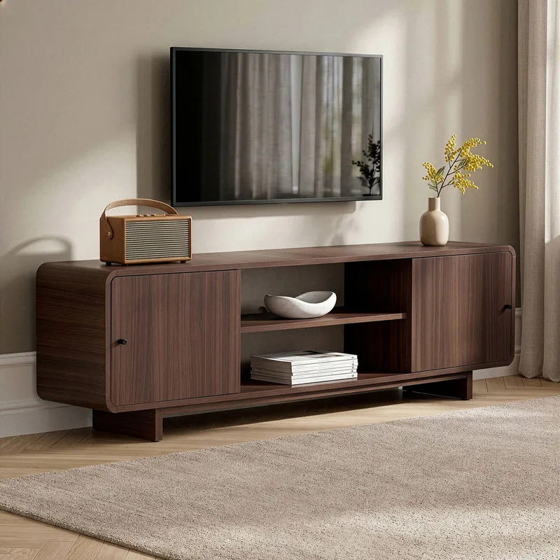 Zavio TV-taso Säilytystilalla 180x52x34 cm - Pähkinä - Huonekalut - TV- & Mediakalusteet - Tv taso & Mediataso