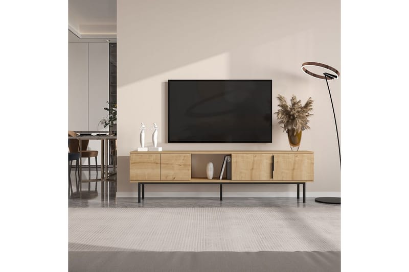 Zeiran TV-taso 180 cm - Keskisävyinen puu - Huonekalut - TV- & Mediakalusteet - Tv taso & Mediataso