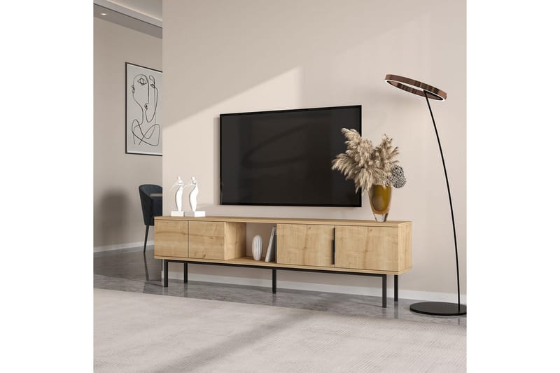Zeiran TV-taso 180 cm - Keskisävyinen puu - Huonekalut - TV- & Mediakalusteet - Tv taso & Mediataso