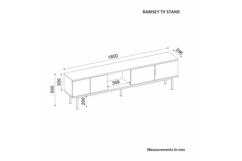 Zeiran TV-taso 180 cm - Valkoinen - Huonekalut - TV- & Mediakalusteet - Tv taso & Mediataso