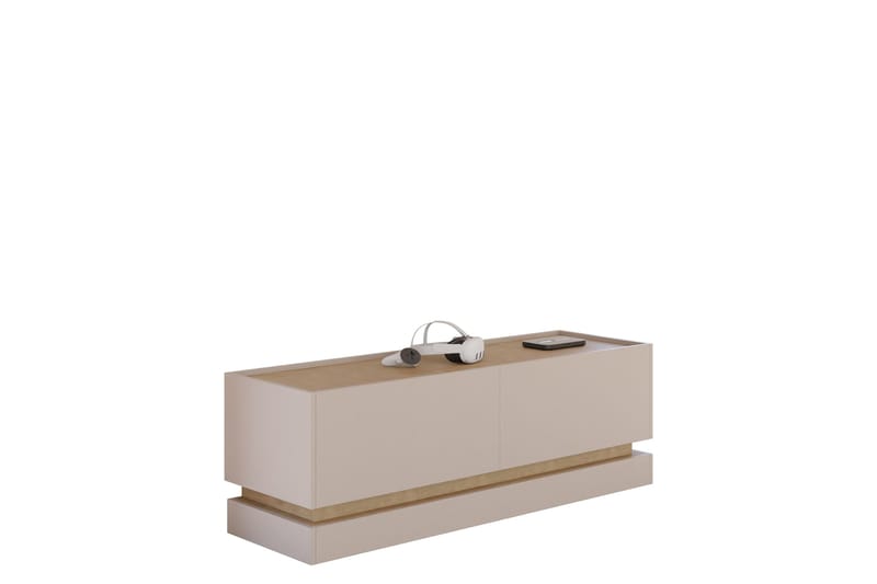 Zelric lattiaseisova tv-taso 150 cm säilytyksellä puusta - Beige - Huonekalut - TV- & Mediakalusteet - Tv taso & Mediataso