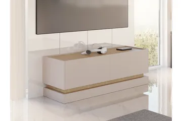 Zelric lattiaseisova tv-taso 150 cm säilytyksellä puusta - Beige - Huonekalut - TV- & Mediakalusteet - Tv taso & Mediataso