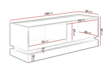 Zelric TV-taso 150 cm - Musta - Huonekalut - TV- & Mediakalusteet - Tv taso & Mediataso
