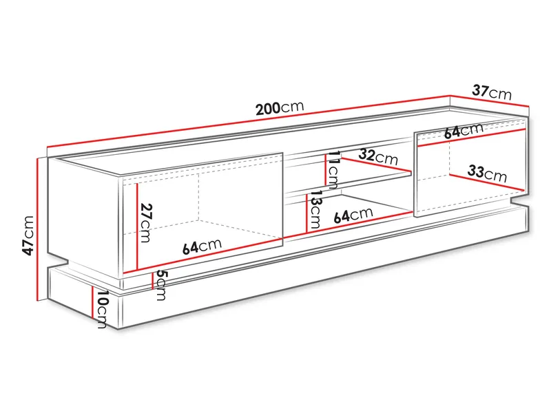 Zelric TV-taso 200 cm - Beige - Huonekalut - TV- & Mediakalusteet - Tv taso & Mediataso