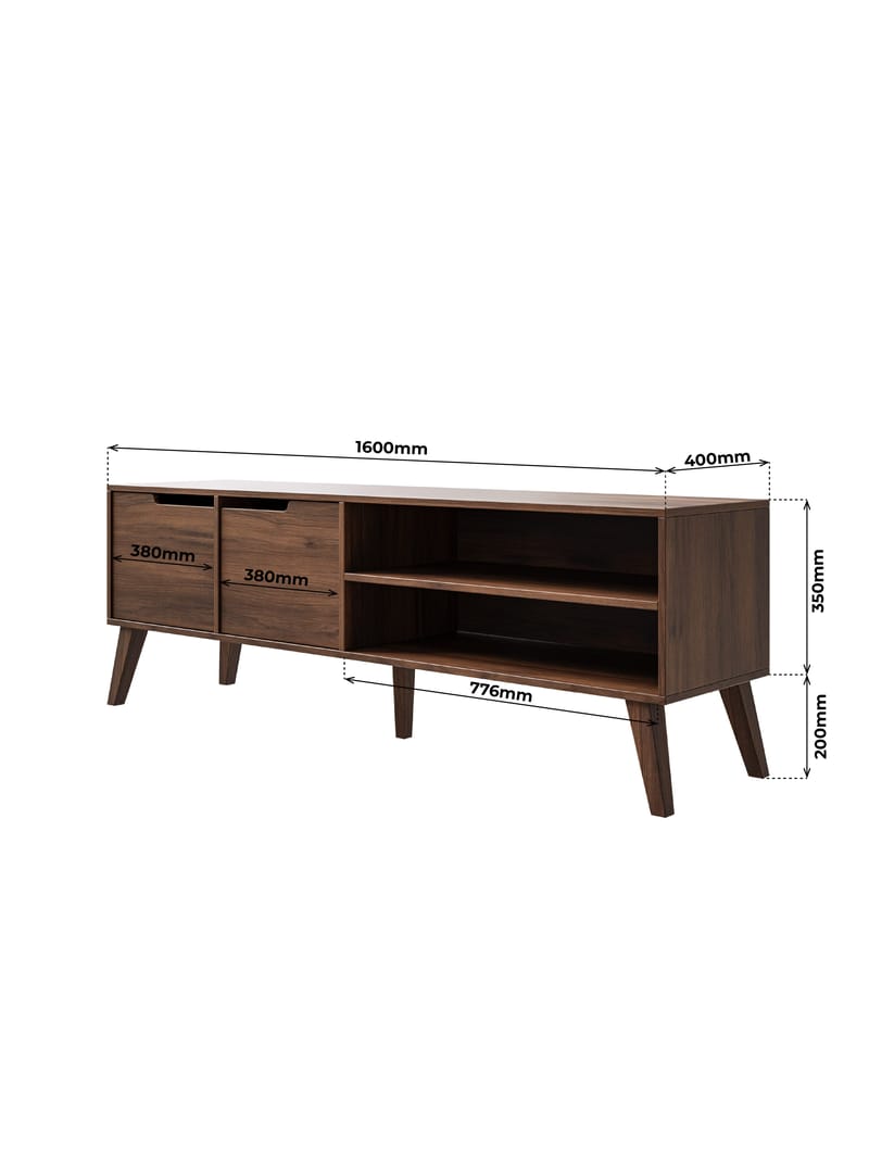 Zelto TV-taso 160 cm - Warmia-pähkinä - Huonekalut - TV- & Mediakalusteet - Tv taso & Mediataso