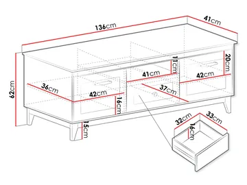 Zeylor TV-taso 136 cm - Huonekalut - TV- & Mediakalusteet - Tv taso & Mediataso