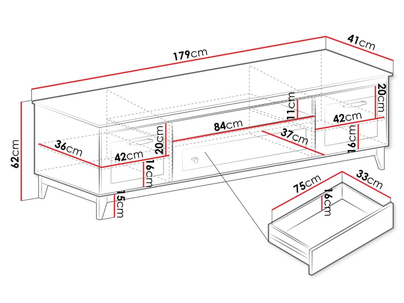 Zeylor TV-taso 179 cm - Huonekalut - TV- & Mediakalusteet - TV-kaappi
