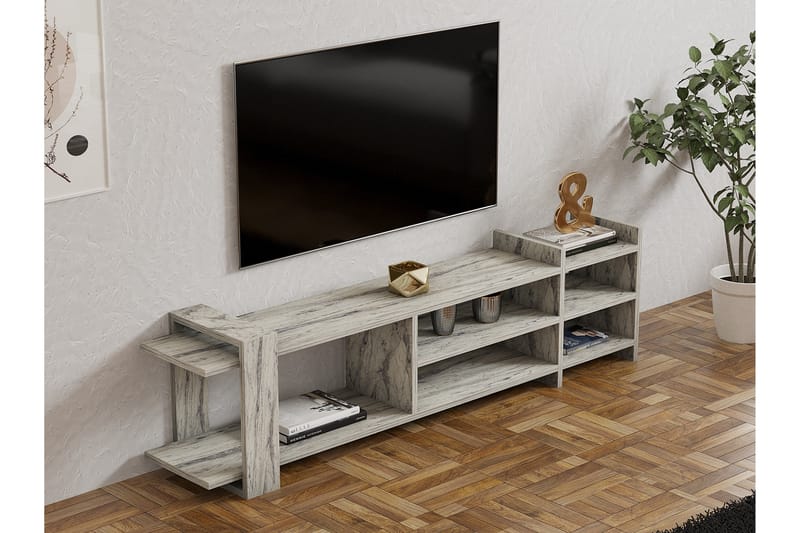 Zeyna Tv-taso 156 cm - Valkoinen Marmori - Huonekalut - TV- & Mediakalusteet - Tv taso & Mediataso