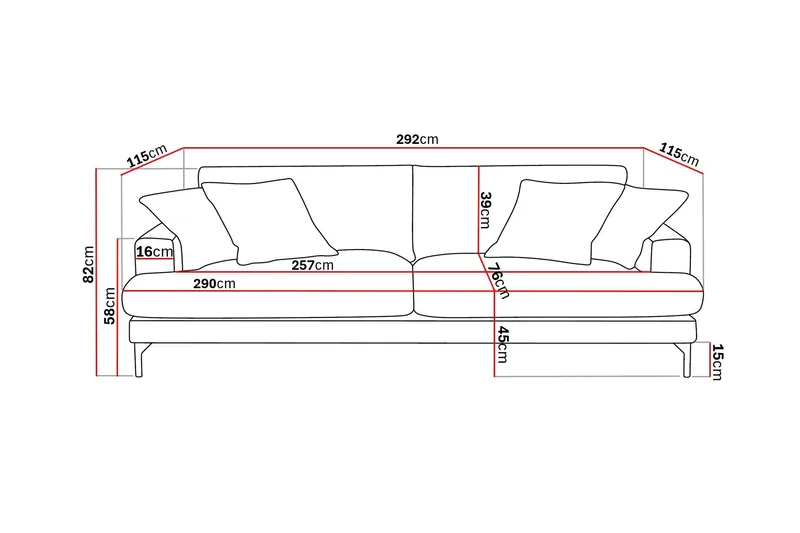 Menard Premium 5-istuttava Syvä Sohva Chenillellä - Ruskea - Huonekalut - Sohva