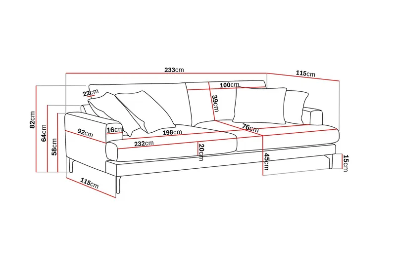 Menard Premium 4-istuttava Syvä Sohva Chenillellä - Beige - Huonekalut - Sohva - 4:n istuttava sohva