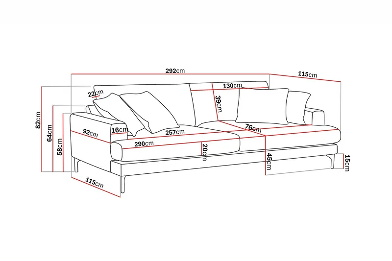 Menard Premium 5-istuttava Syvä Sohva Chenillellä - Vihreä - Huonekalut - Sohva