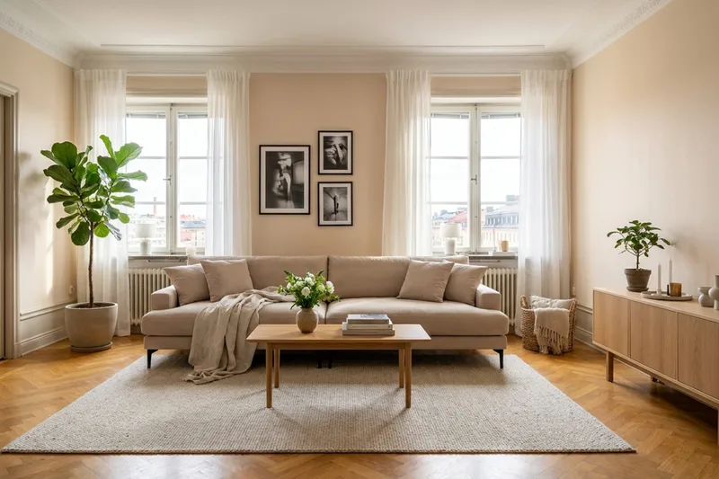 Menard Premium 5-istuttava syvä sohva kankaasta - Beige - Huonekalut - Sohva