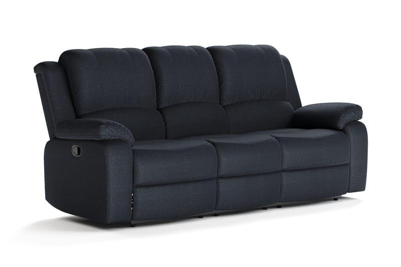 Norbo Recliner-sohva - Kallistettava sohva 3-istuttava - Kotiteatterisohva kangasta - Musta - Huonekalut - Sohva - 3:n istuttava sohva