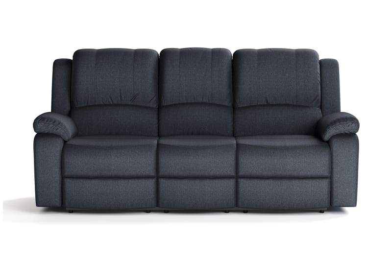 Norbo Recliner-sohva - Kallistettava sohva 3-istuttava - Kotiteatterisohva kangasta - Musta - Huonekalut - Sohva - 3:n istuttava sohva