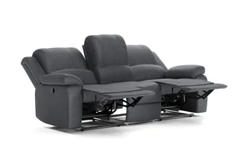 Norbo Recliner-sohva - Kallistettava sohva 3-istuttava - Kotiteatterisohva kangasta - Tummanharmaa - Huonekalut - Sohva - 3:n istuttava sohva
