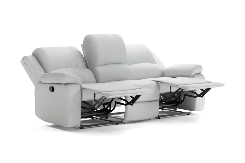 Norbo Recliner-sohva - Kallistettava sohva 3-istuttava - Kotiteatterisohva kangasta - Vaaleanharmaa - Huonekalut - Sohva - 3:n istuttava sohva