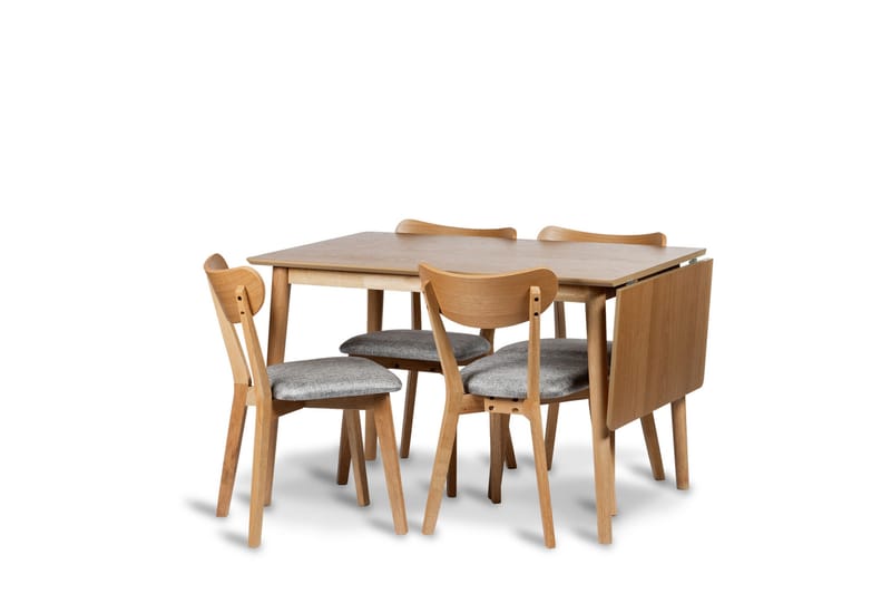 Åland Jatkettava Ruokailuryhmä 120-160 cm, jossa 4 Åland-tuolia, Ruskea/Luonnonväri