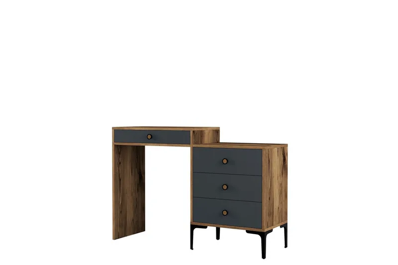 Ameias kampauspöytä 124x84,7 cm ruskea/musta - Hanah Home - Huonekalut - Pöytä & ruokailuryhmä - Meikki- & kampauspöydät