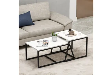 Minimal sohvapöytä 75x50 cm valkoinen - Hanah Home - Huonekalut - Pöytä & ruokailuryhmä - Apupöytä & sivupöytä - Sarjapöytä
