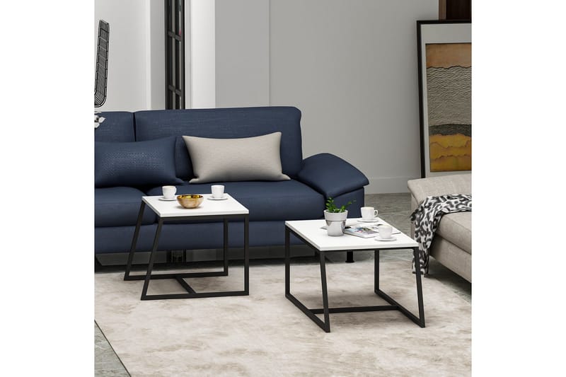 Minimal sohvapöytä 75x50 cm valkoinen - Hanah Home - Huonekalut - Pöytä & ruokailuryhmä - Apupöytä & sivupöytä - Sarjapöytä