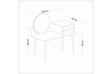Straat kampauspöytä 120x96 cm musta/ruskea - Hanah Home - Huonekalut - Pöytä & ruokailuryhmä - Meikki- & kampauspöydät - Meikkipöytä peilillä