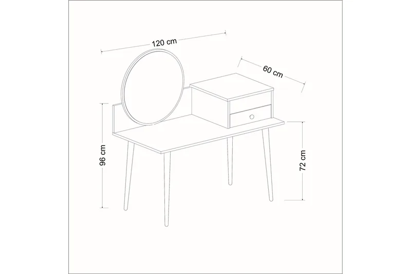 Straat kampauspöytä 120x96 cm musta/ruskea - Hanah Home - Huonekalut - Pöytä & ruokailuryhmä - Meikki- & kampauspöydät