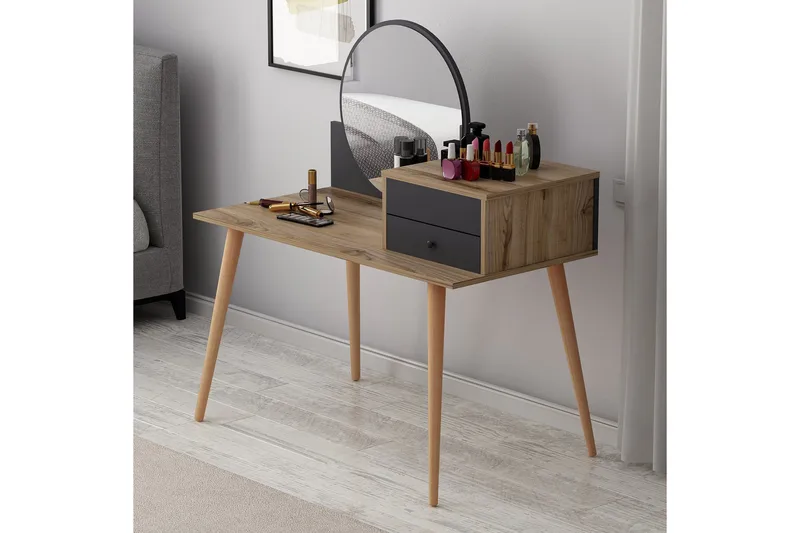 Straat kampauspöytä 120x96 cm musta/ruskea - Hanah Home - Huonekalut - Pöytä & ruokailuryhmä - Meikki- & kampauspöydät