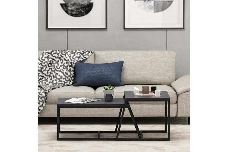 Minimal sohvapöytä 75x50 cm musta - Hanah Home - Huonekalut - Pöytä & ruokailuryhmä - Apupöytä & sivupöytä - Sarjapöytä