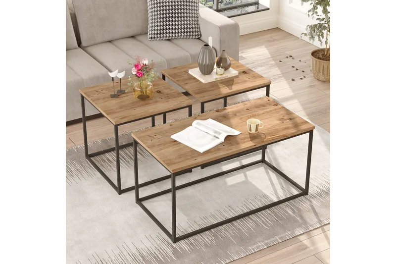 Kenkichi sohvapöytä 50x50 cm tummansininen - Hanah Home - Huonekalut - Pöytä & ruokailuryhmä - Apupöytä & sivupöytä - Sarjapöytä