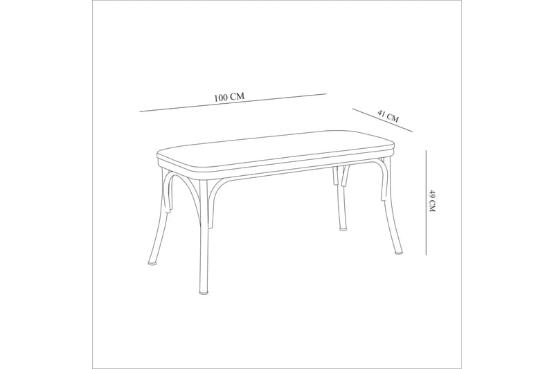 Oliver ruokapöytä 120x75 cm + 2 ruokatuolia + penkki musta/ruskea - Hanah Home - Huonekalut - Pöytä & ruokailuryhmä - Ruokailuryhmä