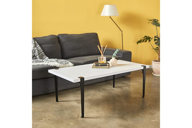 Fonissa sohvapöytä 120x60 cm valkoinen/musta - Hanah Home - Huonekalut - Pöytä & ruokailuryhmä - Sohvapöytä