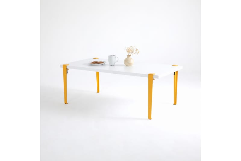 Fonissa sohvapöytä 120x60 cm valkoinen/keltainen - Hanah Home - Huonekalut - Pöytä & ruokailuryhmä - Sohvapöytä