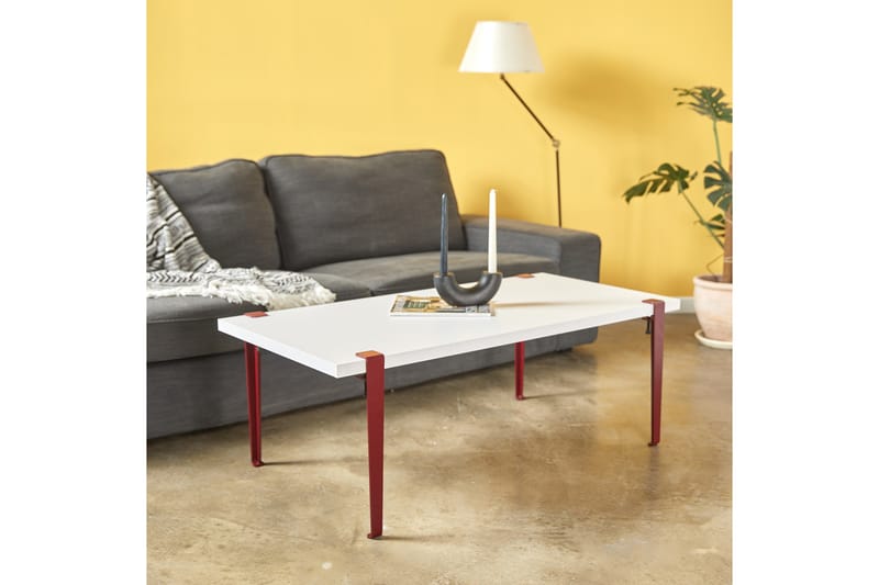 Fonissa sohvapöytä 120x60 cm valkoinen/punainen - Hanah Home - Huonekalut - Pöytä & ruokailuryhmä - Sohvapöytä