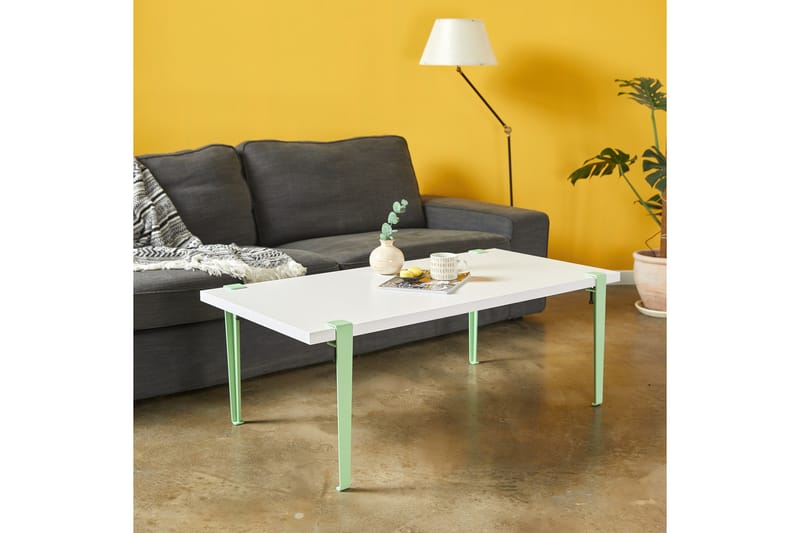 Fonissa sohvapöytä 120x60 cm valkoinen/sininen/vihreä - Hanah Home - Huonekalut - Pöytä & ruokailuryhmä - Sohvapöytä