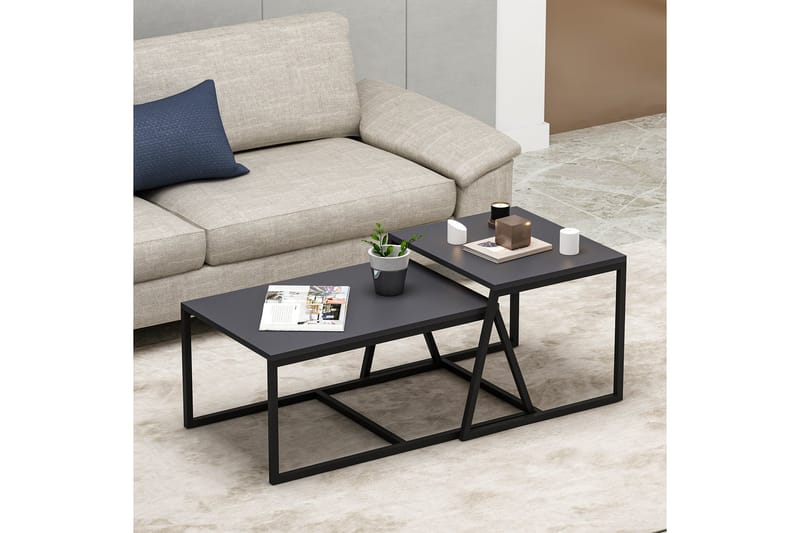 Minimal sohvapöytä 75x50 cm musta - Hanah Home - Huonekalut - Pöytä & ruokailuryhmä - Sohvapöytä